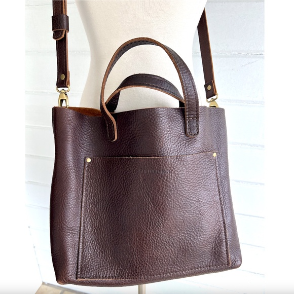 PORTLAND LEATHER GOODS Medium Crossbody Tote in Coldbrew Pebbled Leather - Picture 5 of 16